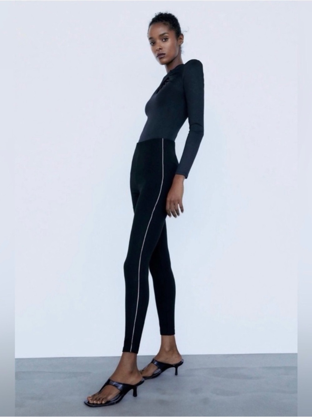Zara rhinestone black leggings